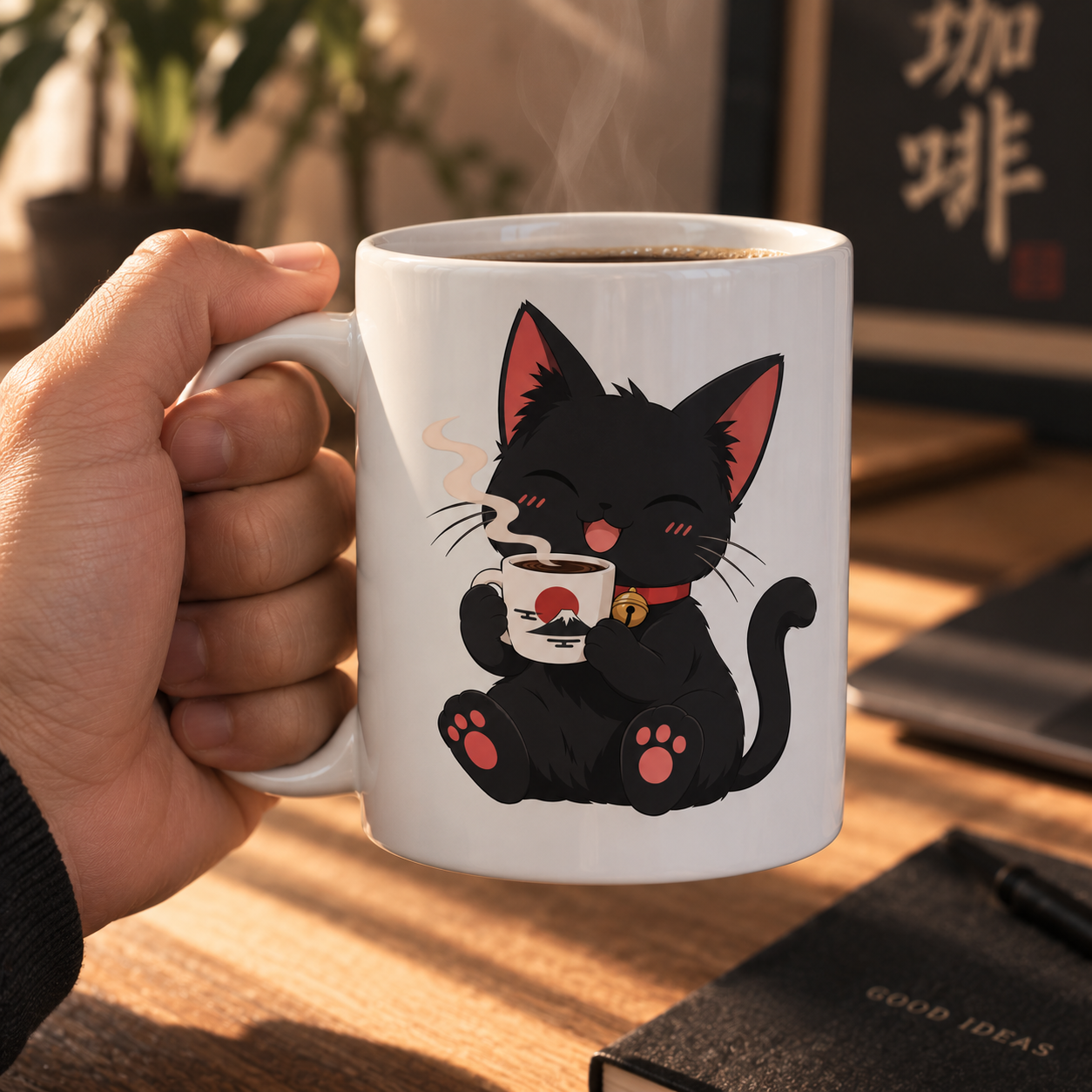 Kawaii Coffee Cat Tasse – Ansicht 2